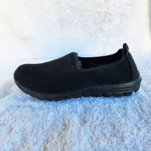 DAILY SHOES NWB BLACK SLIP-ON FLAT COMFORT SHOES, WOVEN CANVAS UPPER - Picture 4 of 7